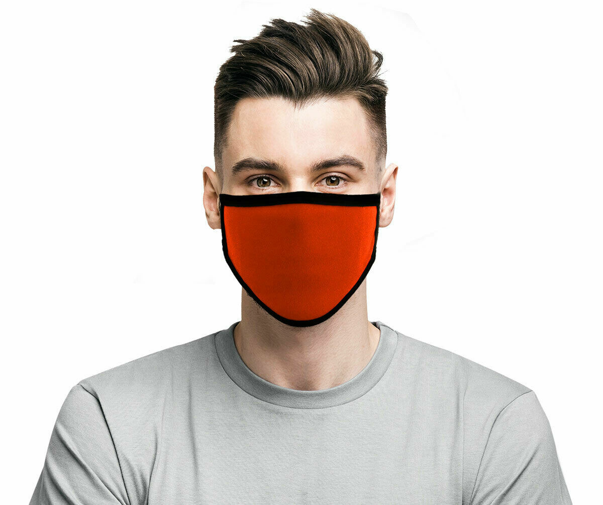 Protective ORANGE Face Mask 100% Soft Cotton - With Tie Back - Machine Washable