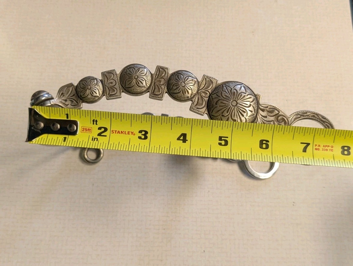 Engraved Sterling Silver Concho Cheeks and Slobber Bar