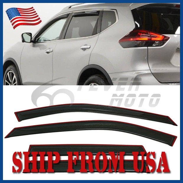 Fit 2021-2024 Nissan Rogue IN-CHANNEL Window Visors Rain Wind Guards Smoke