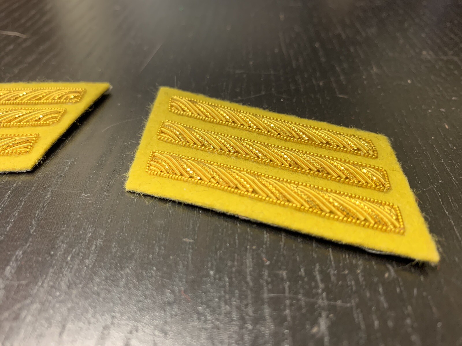 CSA Gold Embroidered Captains Bars - YELLOW Background Pair - NEW