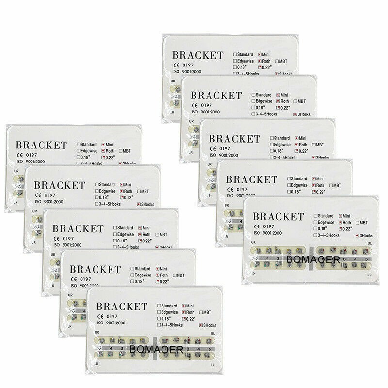 1-100 packs Dental Orthodontic Bracket Braces Mini Roth 022 3 Hooks 20pcs/Pack
