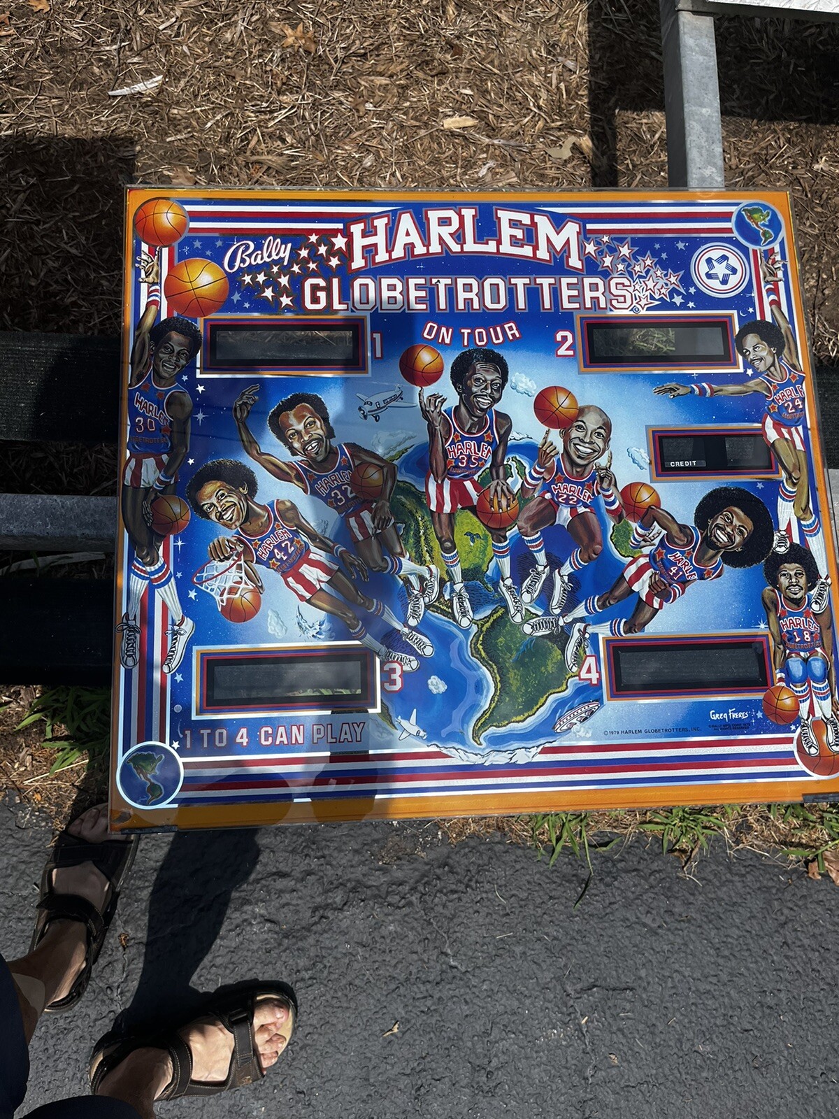 HARLEM GLOBETROTTERS Original Glass Pinball BACKGLASS by BALLY 1979