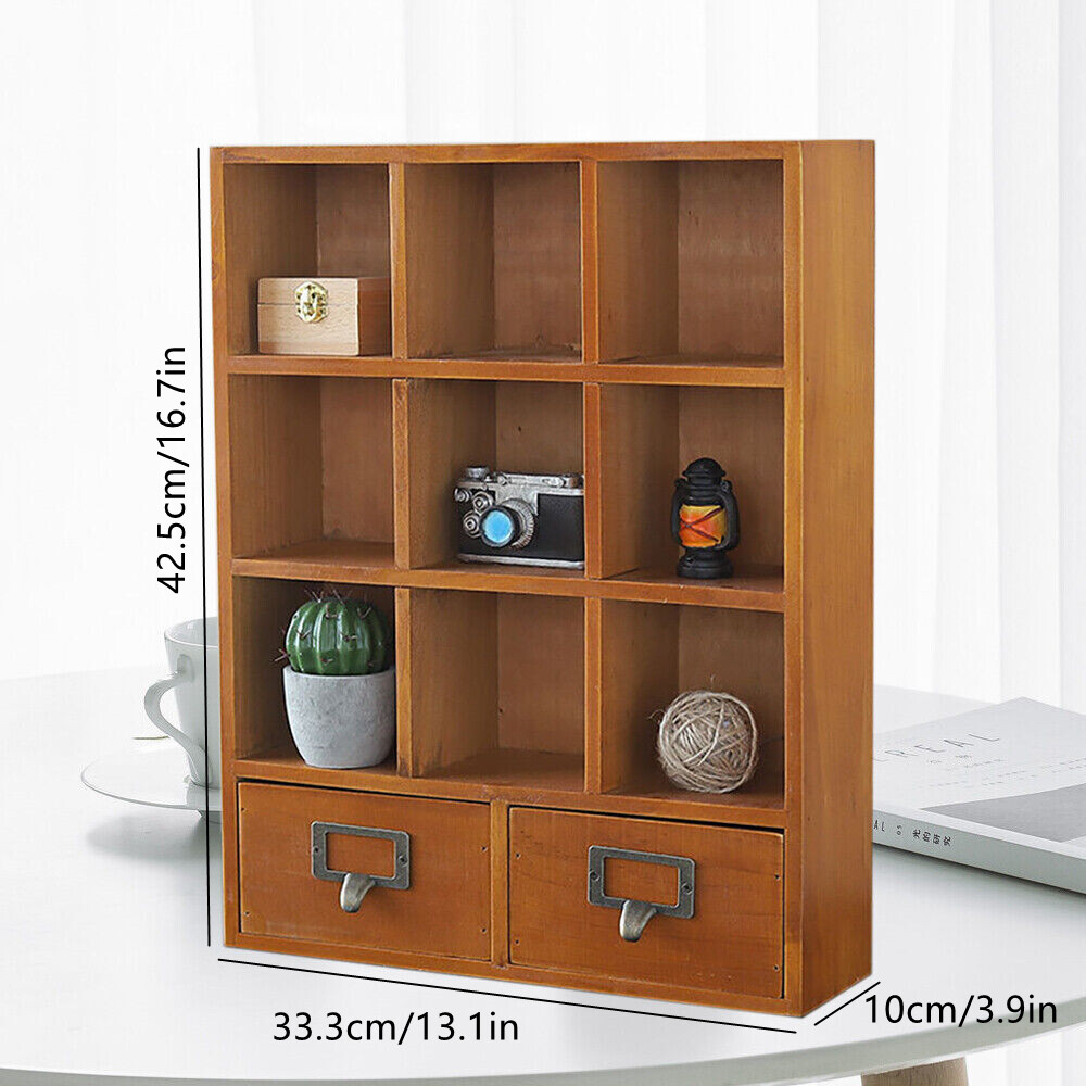 9 Grid Wooden Storage Shelf Small Items Storage Shelves Office Organizer Cabinet