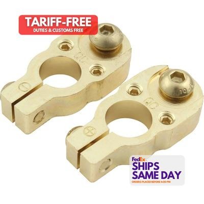 Quickcar 57-620, 2 Pack Gold Brass Top Mount Battery Termin Performance Parts