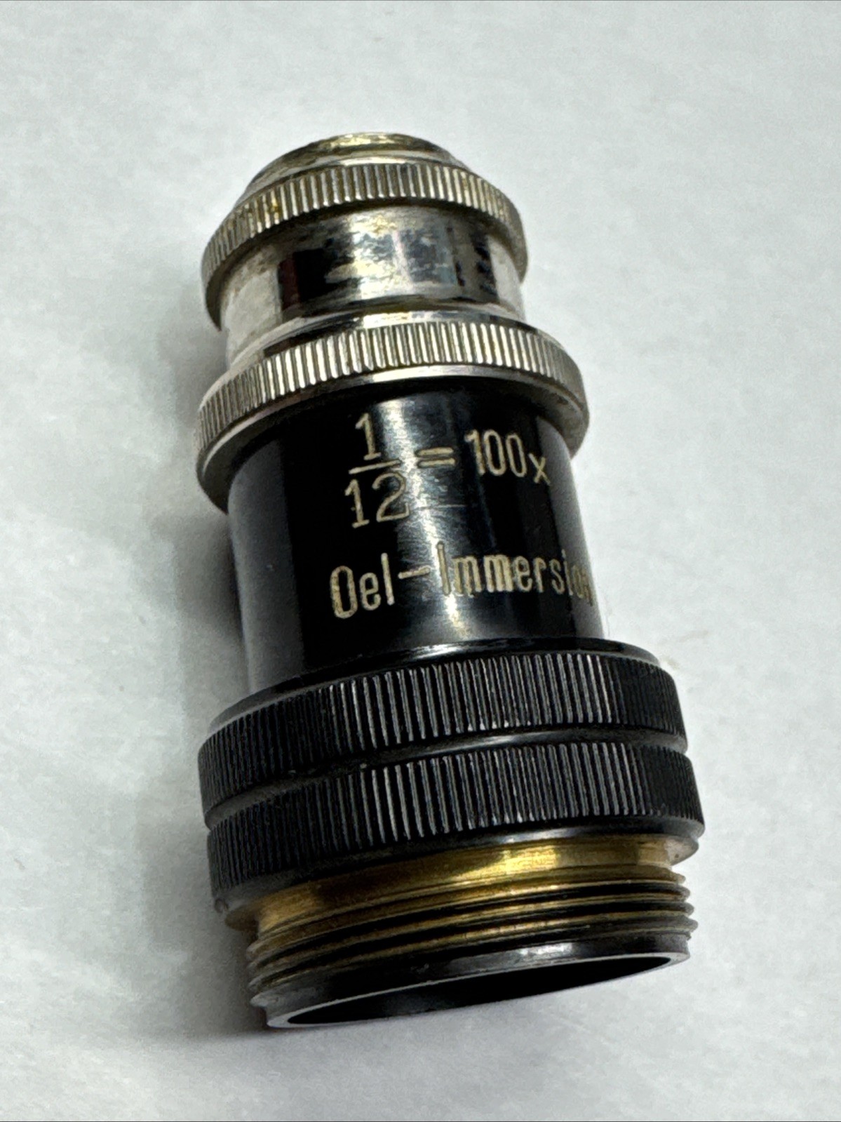Vintage Microscope Objective Lens Steindorff Berlin 1/12 = 100x Oel - Immersion