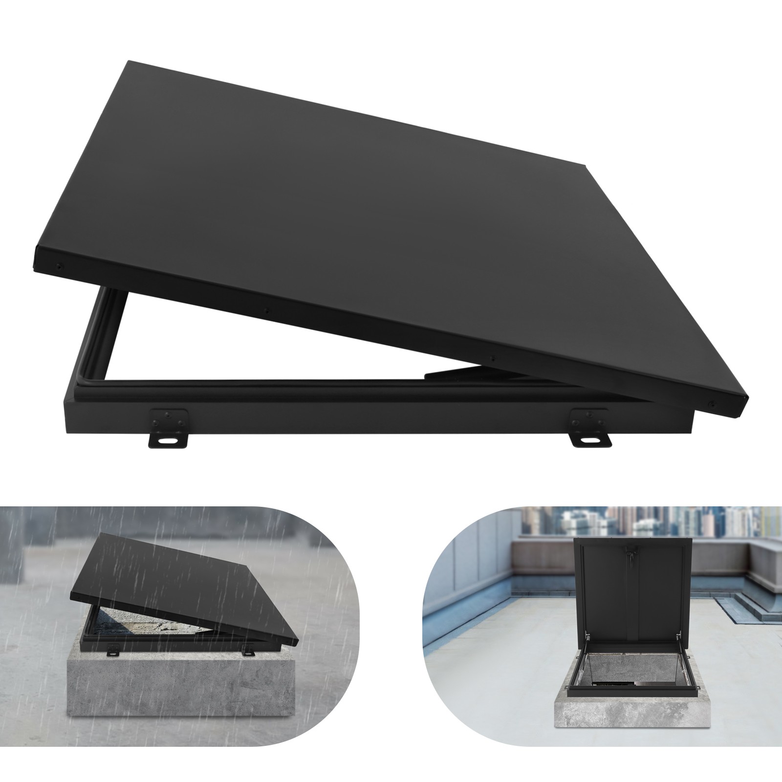Industrial Galvanized Roof Access Hatch 24"L x 24"W Black