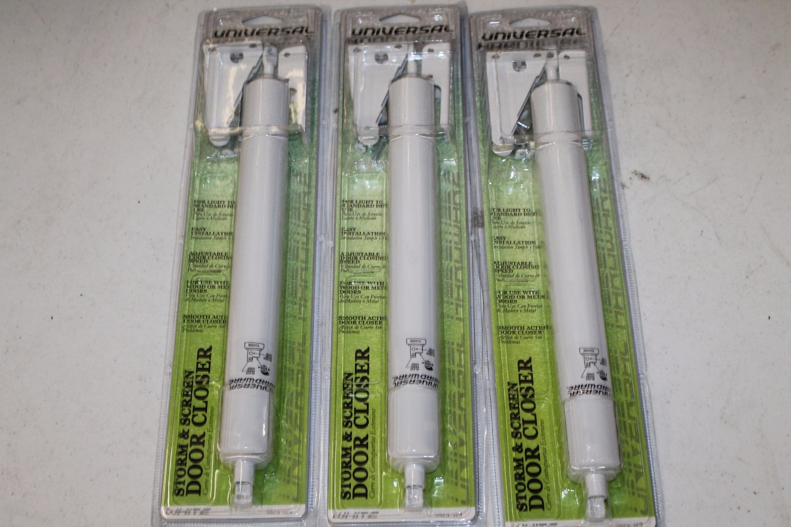 LOT OF 3 Storm Screen Door Closer Universal Hardware White Adjustable Pneumatic