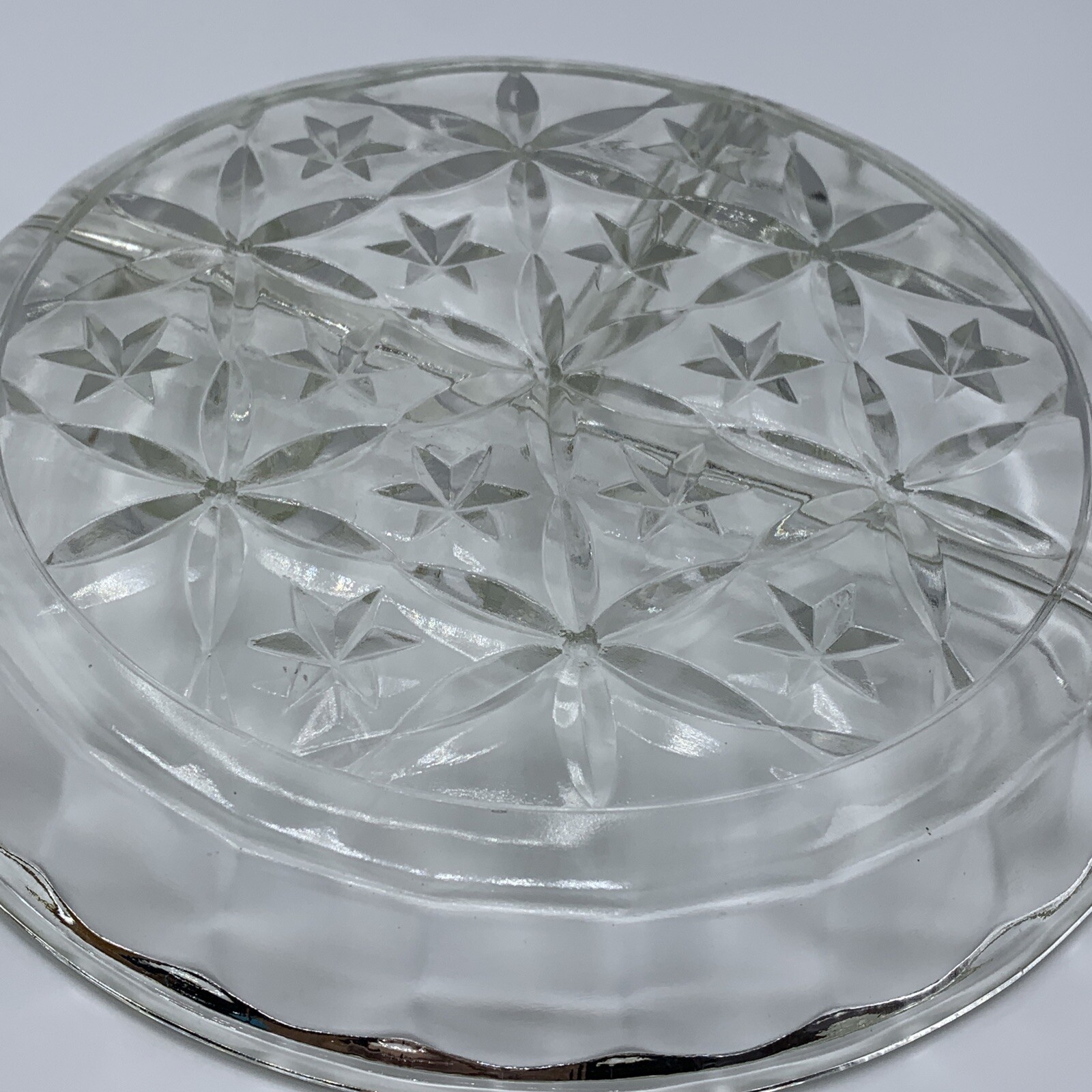 Vintage Three Part Divided Relish Dish, nut dish Star Pattern