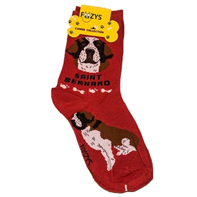 Saint Bernard Foozys Fun Novelty Crew Socks (1 Pair - Red)