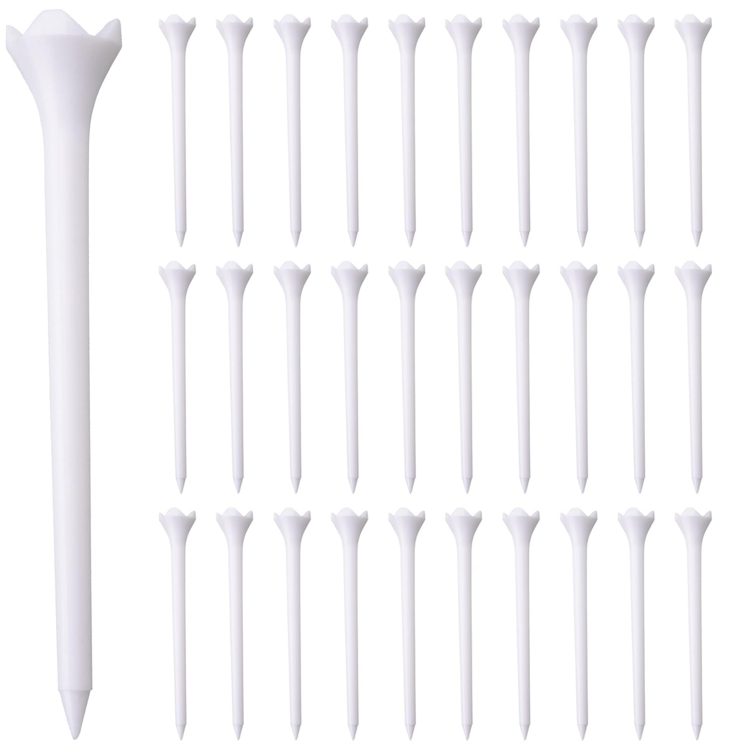 Hampton Distribution White Plastic Golf Tees, 30 or 100 Pack, Golf Tees 3 1/4...