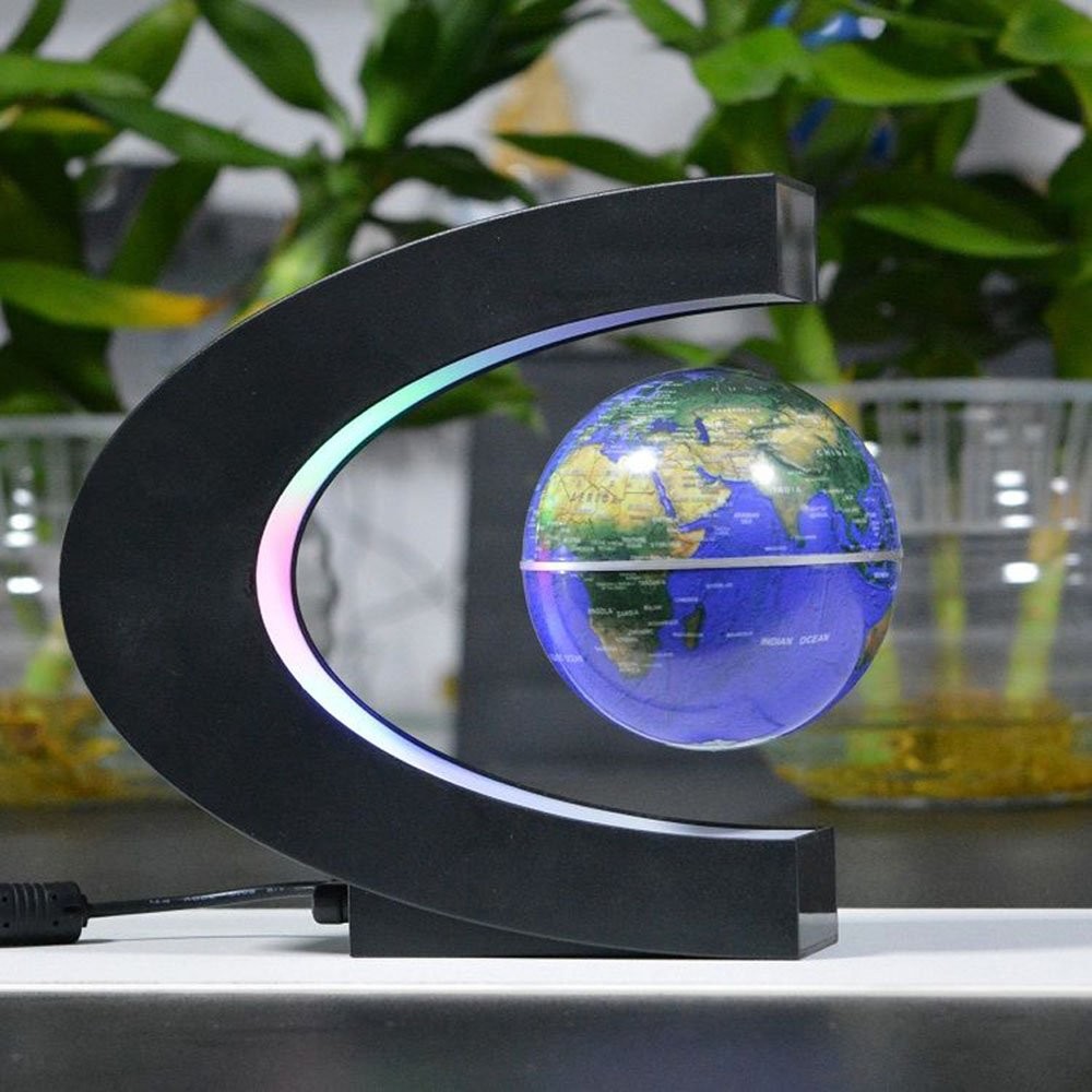 Floating Globe with Lights Shape Magnetic Levitation Floating Globe World Map...