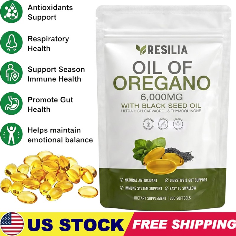 2026 Resilia Oil of Oregano 6000mg with Black Seed Oil Softgels – 60 Capsules