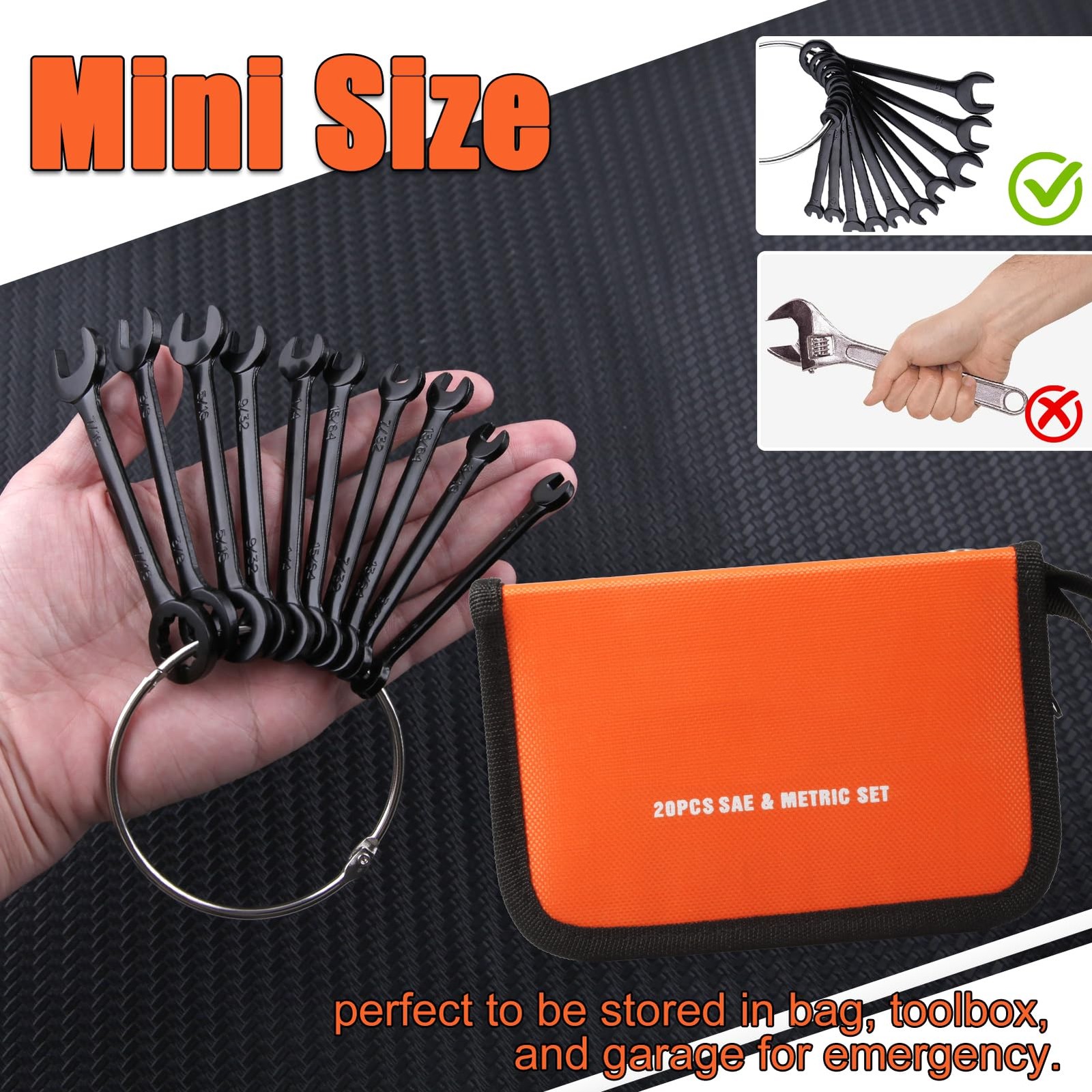 20 Pockets Wrench Tool Storage Bag for Small Size Wrench