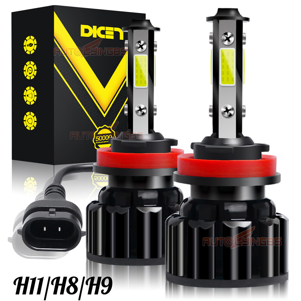 H11 4SIDE LED Headlight Kit Low Beam Bulb Super Bright 6500K White 360000LM 2pcs