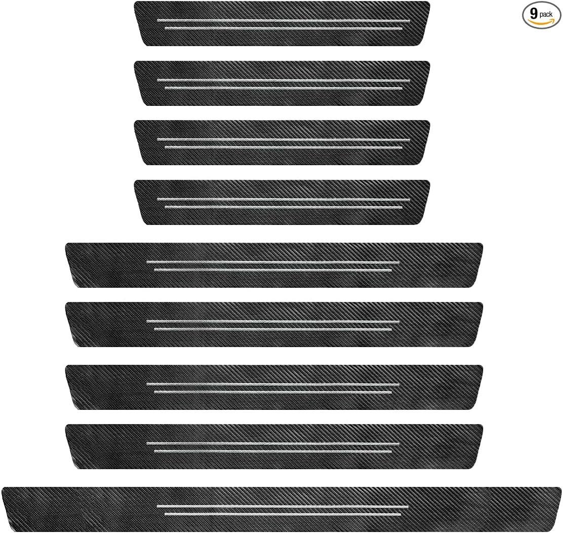 9 PCS Car Door Sill Protector, Waterproof Carbon Fiber Style Car  Color: 9 PCS