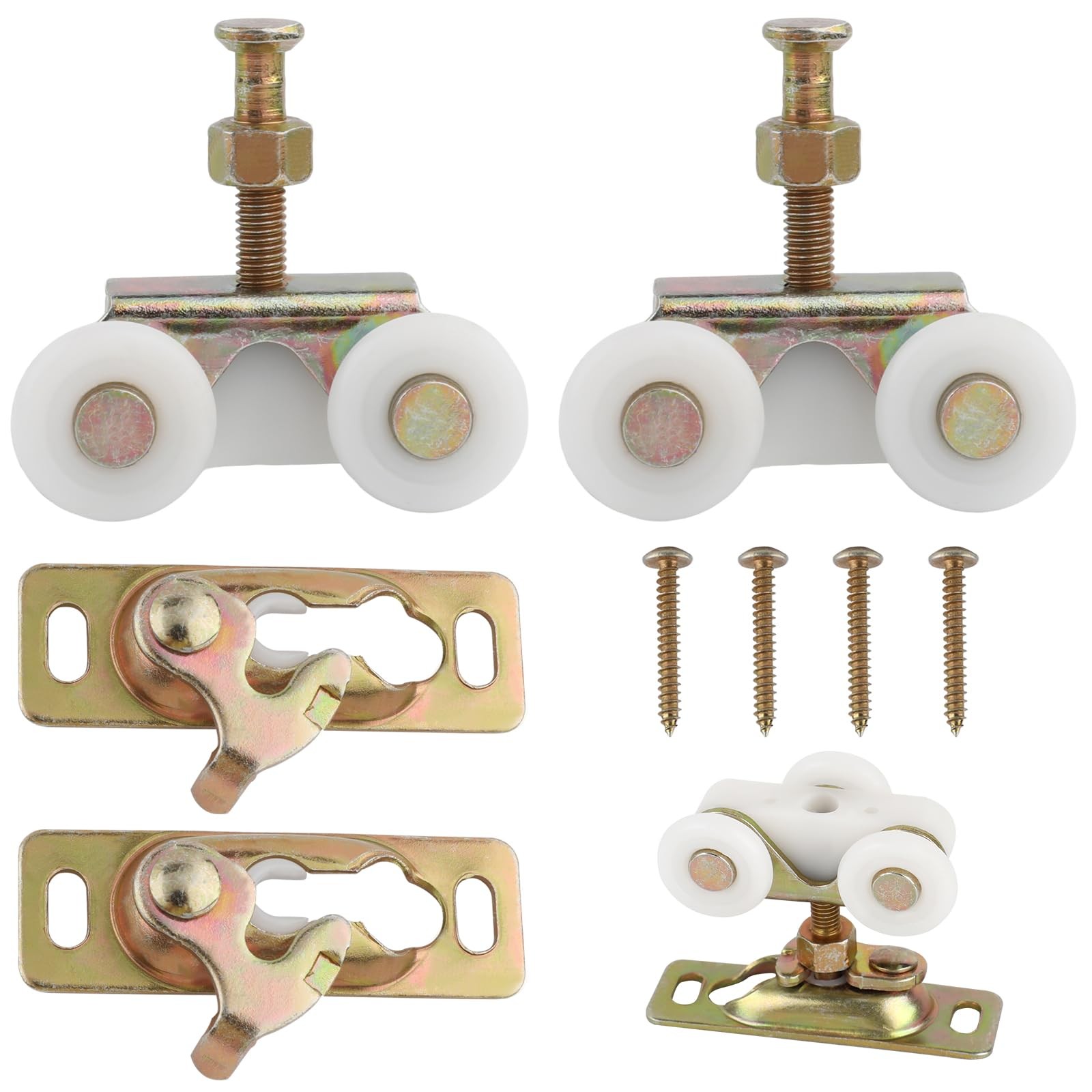 2 Pcs 3/4 Inch Sliding Pocket Door Rollers Assembly,Sliding Wheels Gold