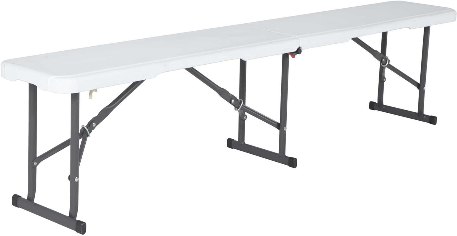 Folding Bench Outdoor Portable Seating White 6 ft.