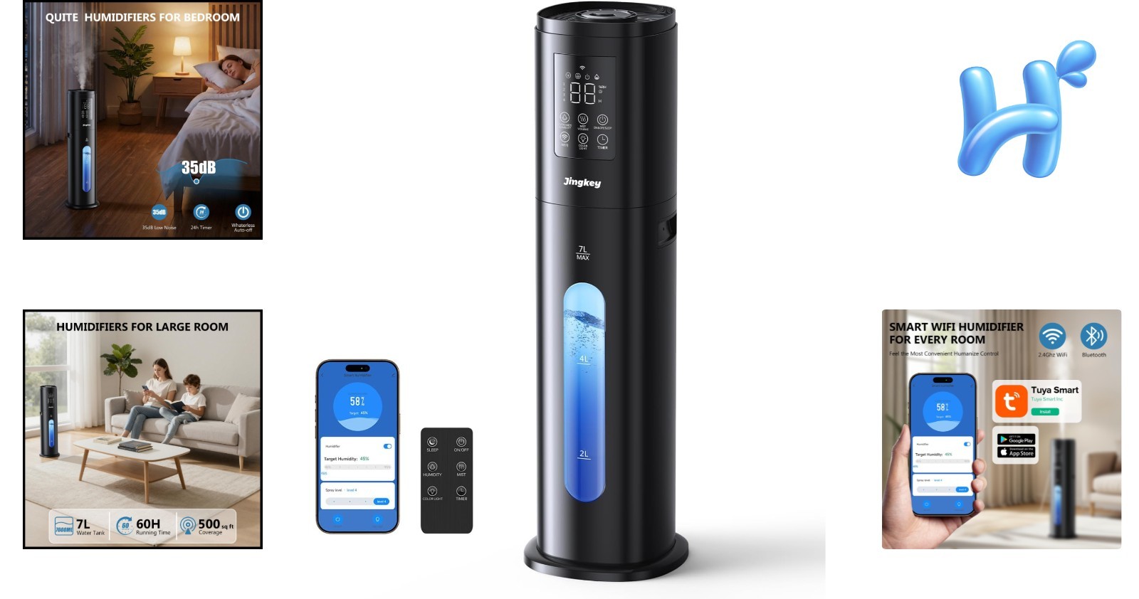 Humidifier Large Room 7L Smart App Remote Control Automatic Modes