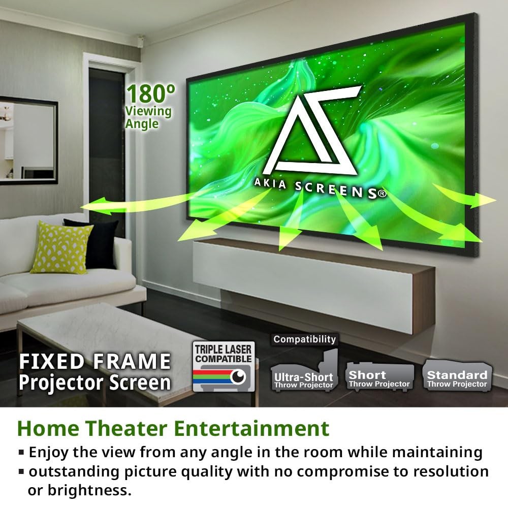 120-Inch 16:9 Fixed Frame CINEWHITE Wall Mount Projector Screen 120-Inch