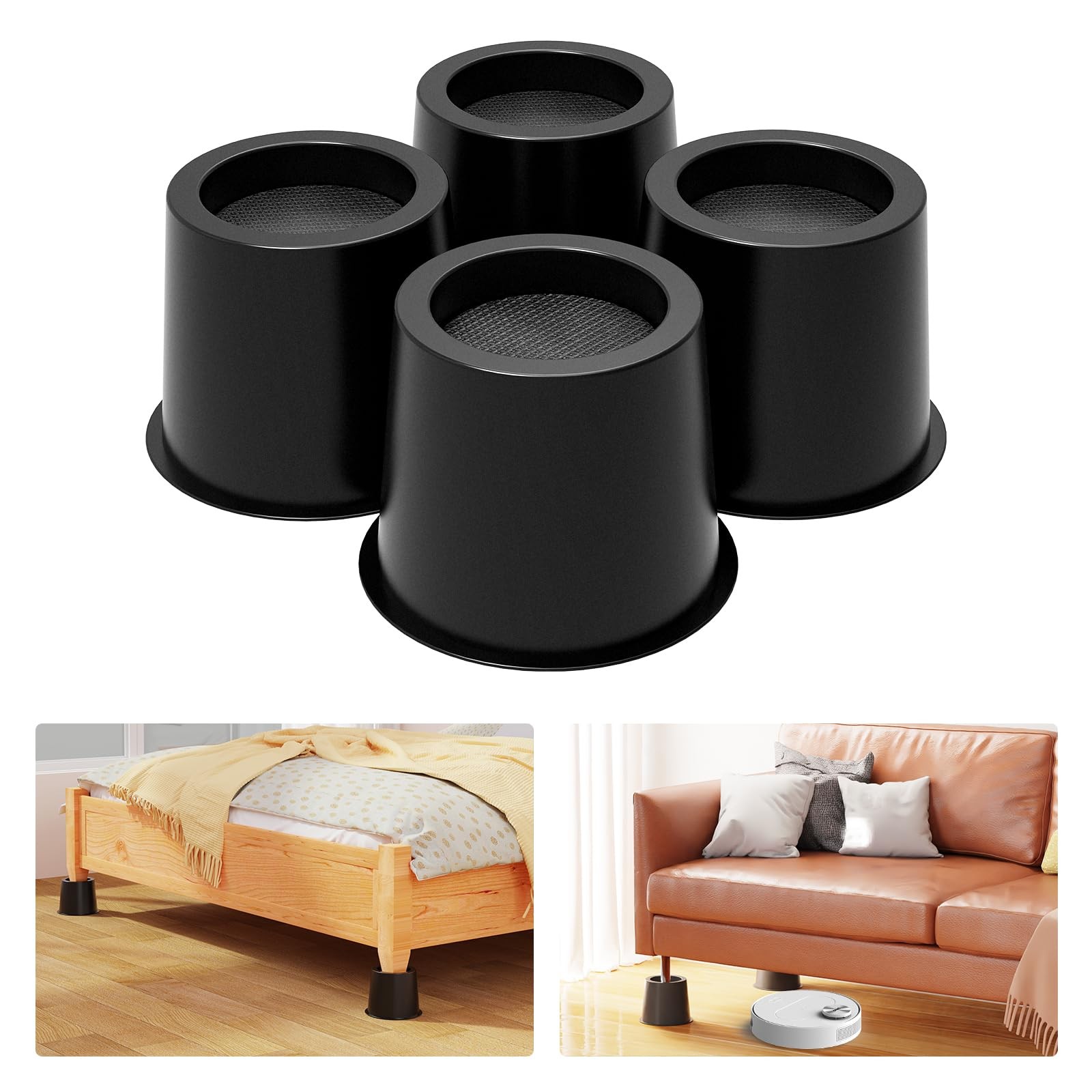 4 Inch Bed Risers Heavy Duty Adjustable Furniture Sofa Table Lift 4 PCS Set