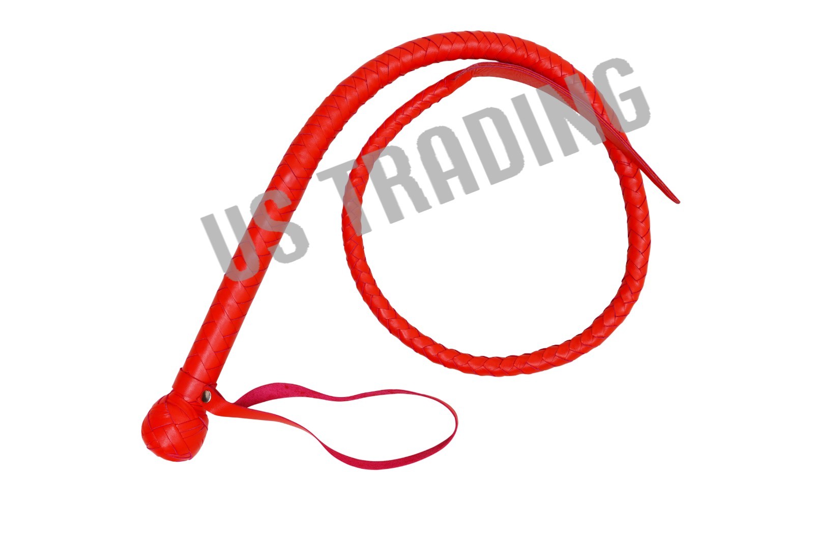 Handmade Red Leather Bullwhip 3 Feet Braided Professional-Grade Whip - Play Whip