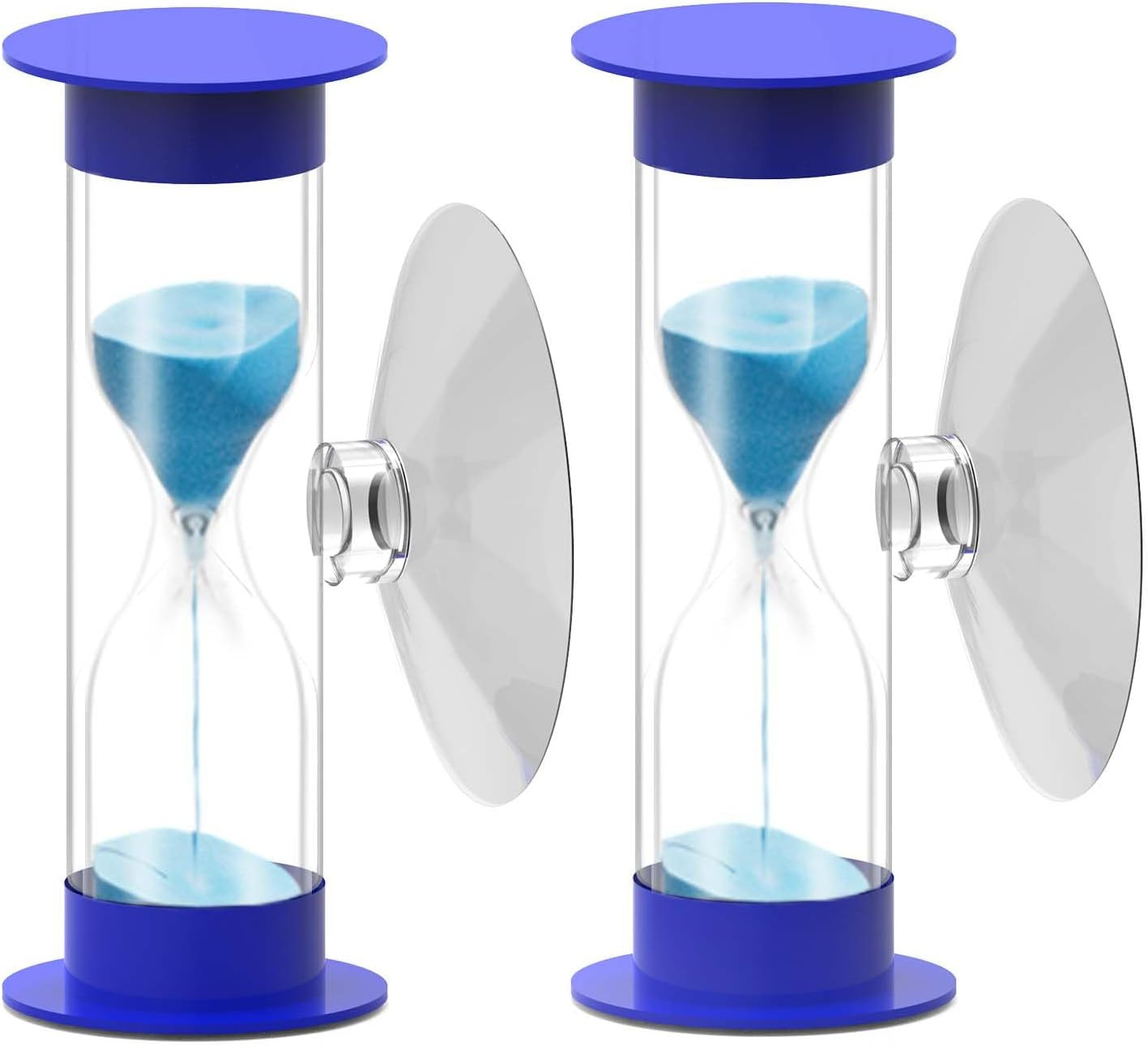 Hourglass Sand Timer 5 Minute with Suction Cup - Set of 2 Small, Unbreakable San