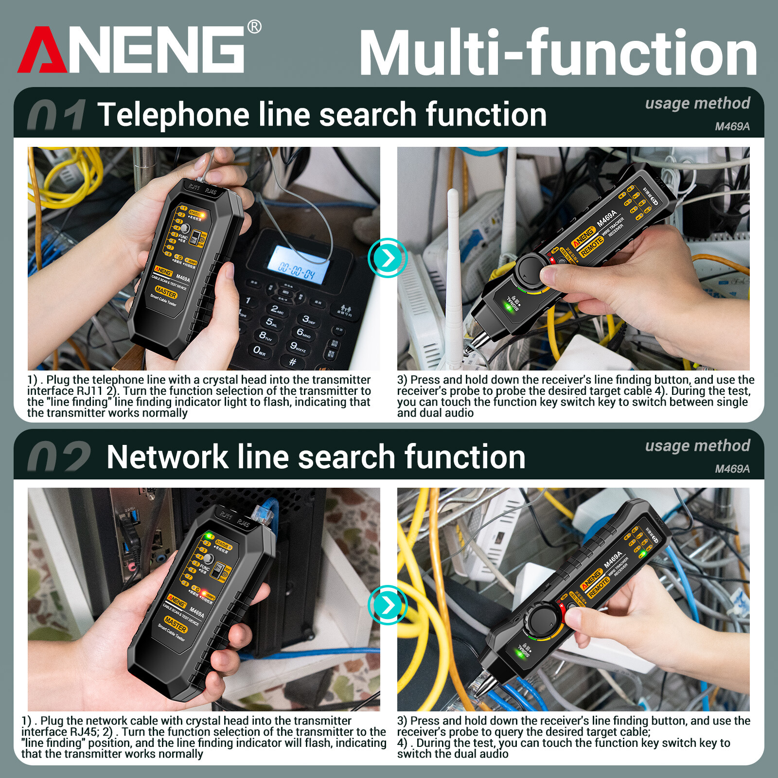 M469A Network Cable Finder Multifunctional Cable Finder P4O3
