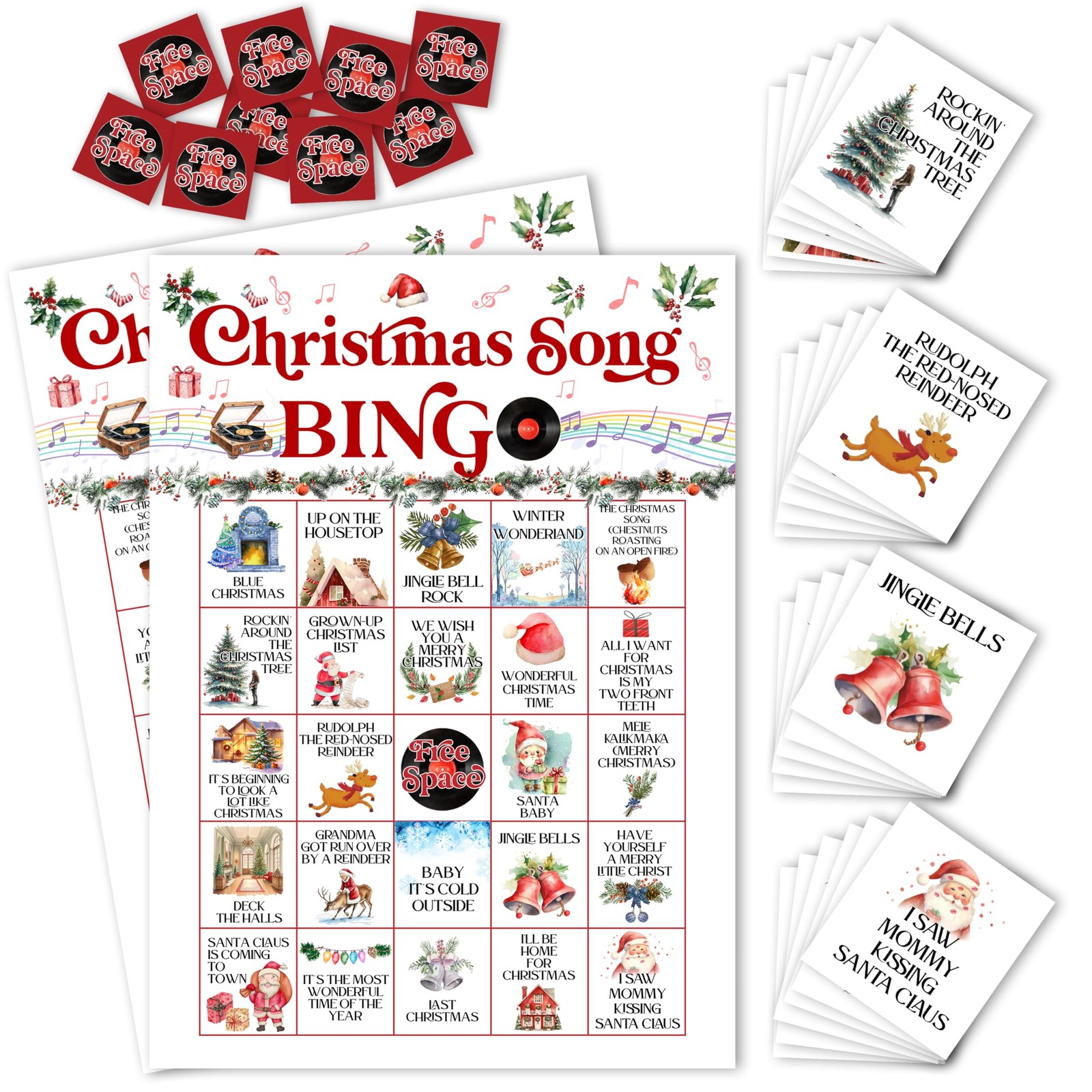 IDWHUIE Christmas Bingo Game for Adults, 5x7x0.01 inches, White