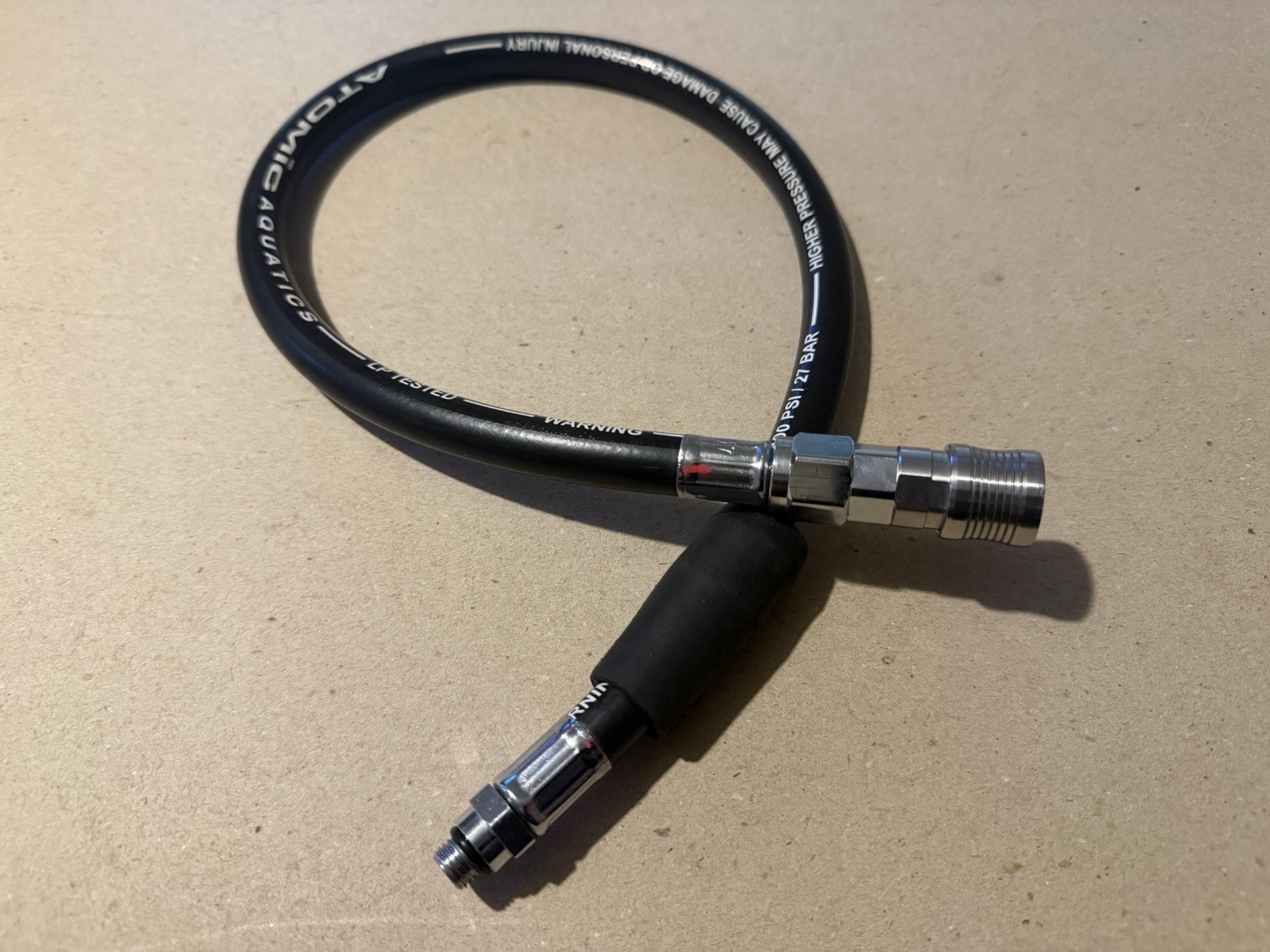 Atomic Aquatics SS1 Low Pressure Inflator Hose for Scuba Diving Regulator