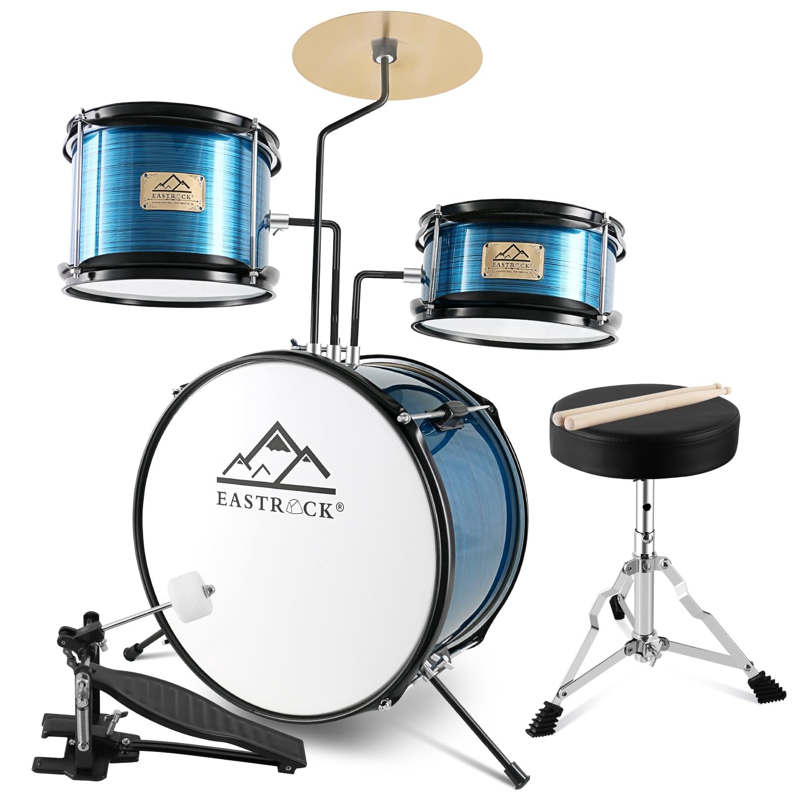 EASTROCK Drum Set, 3 Piece 14'' Drum sets for Drummer,Beginner, Drum Set with Ad