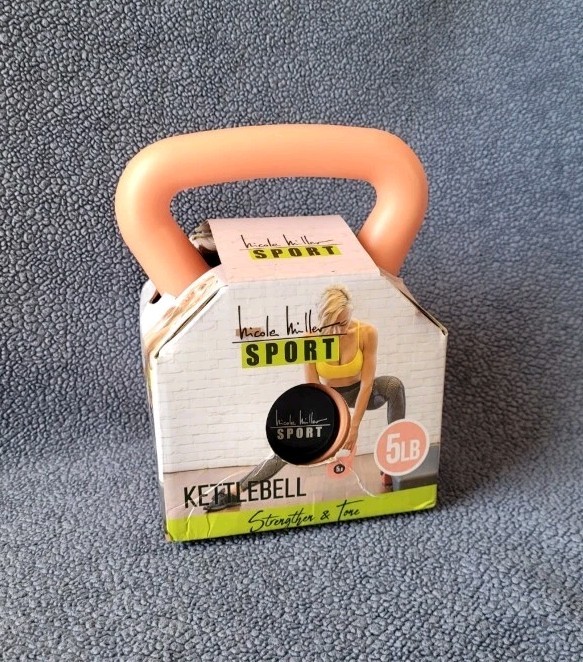 Nicole Miller Vinyl Coated Cast Iron Kettlebell Weight 5lb.