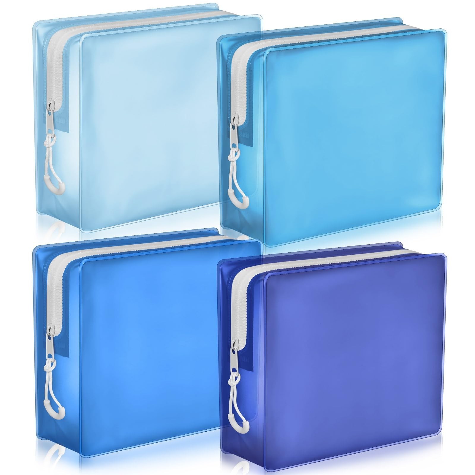 4 Pack TSA Approved Travel Toiletry Bags Frosted Translucent Leak-proof Cosme...