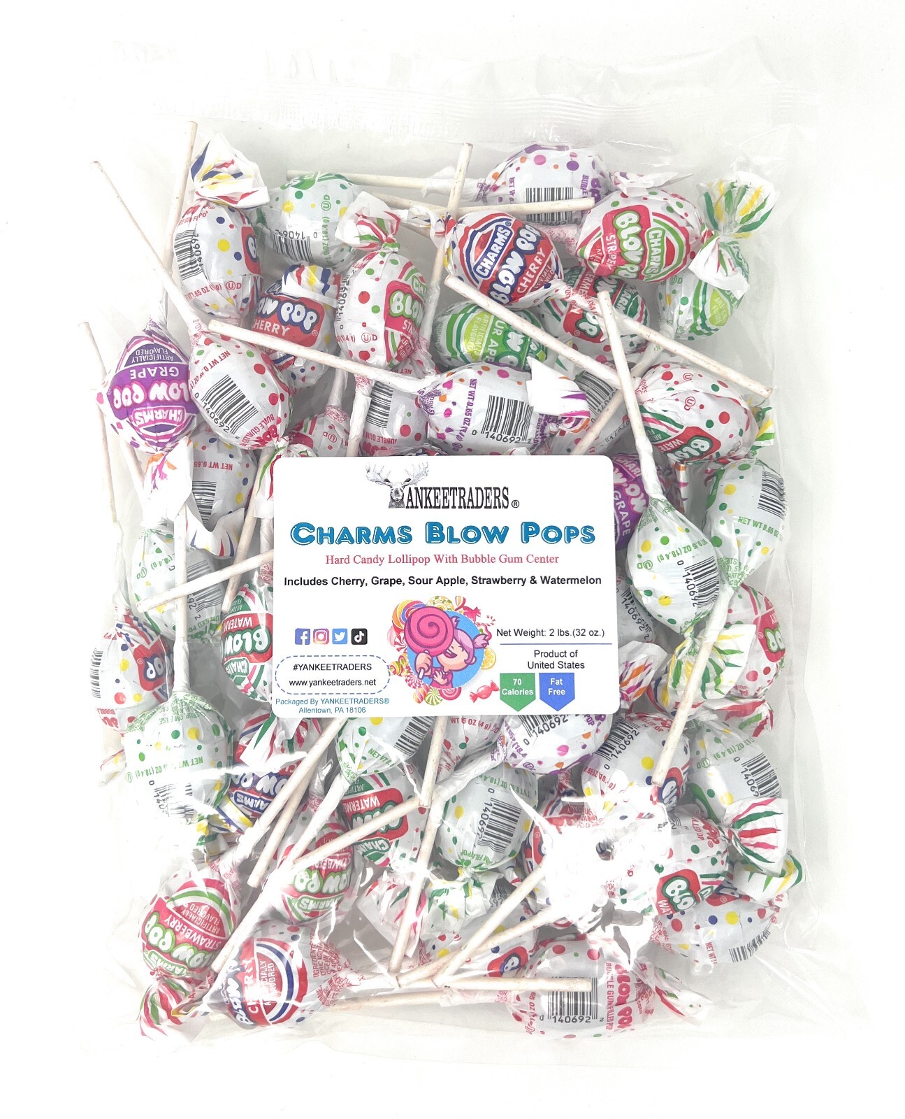 Charms Blow Pops, Assorted Flavors, 4 lbs. ~ YANKEETRADERS® ~ FREE SHIPPING