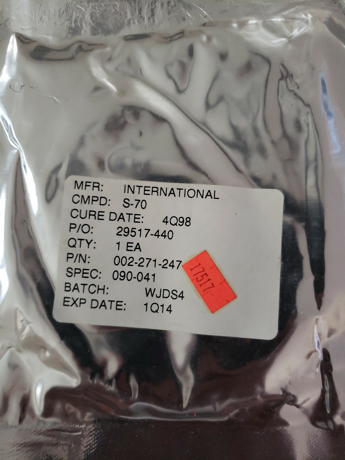 INTERNATIONAL 002-271-247 S-70 MIL-B-117-F NEW! O-RINGS SEAL