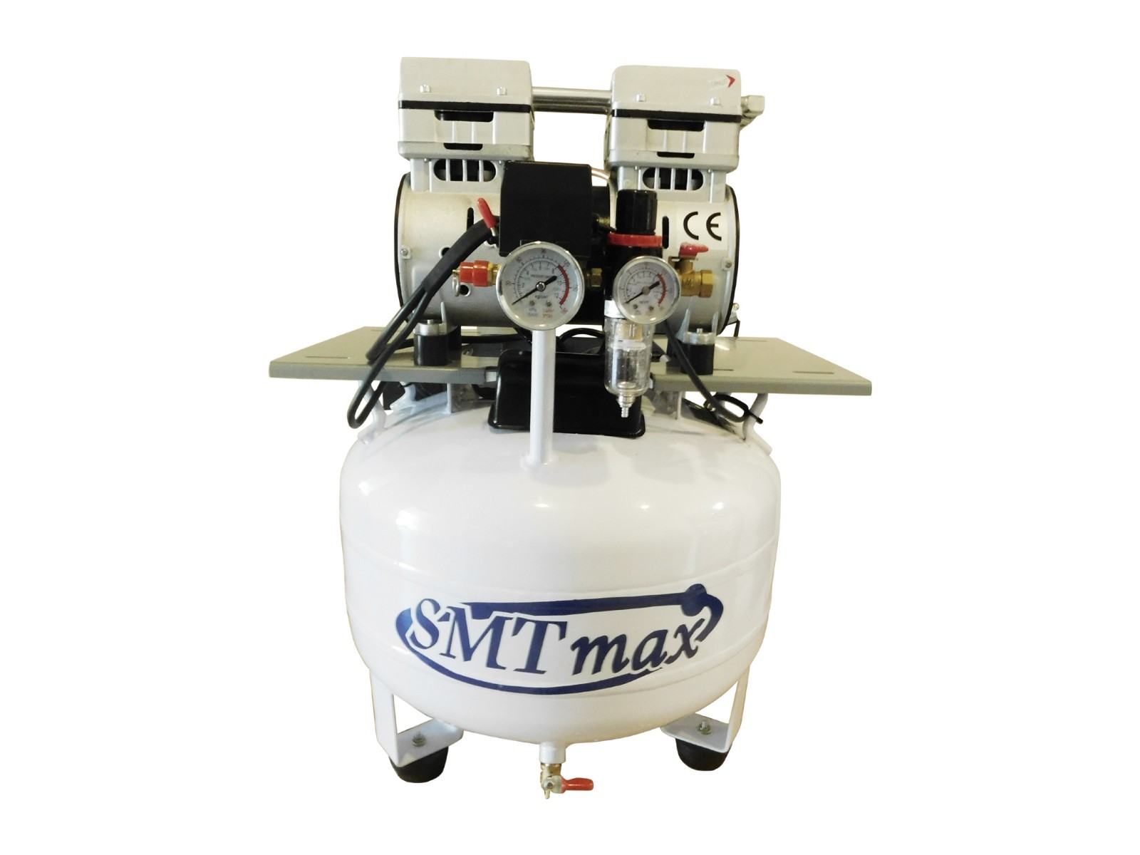 SMTmax Oil-Free Dental Air Compressor, Quiet, w/ Desiccant Dryer – 1HP 8-Gallon