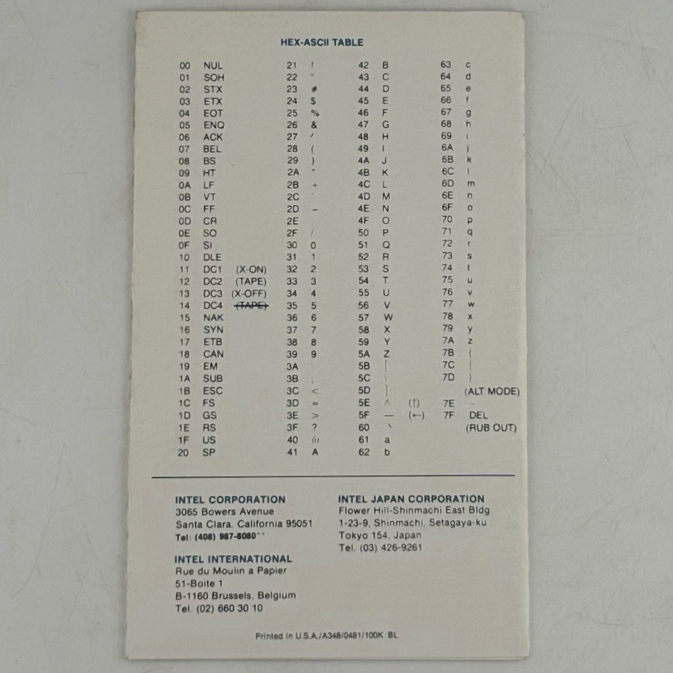 Intel 8085 8080 MCS-85 Assembly Language Reference Card March 1979 Original