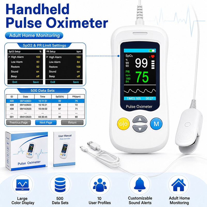 Handheld Pulse Oximeter Medical Grade Spo2 Pulse Rate Oximeter