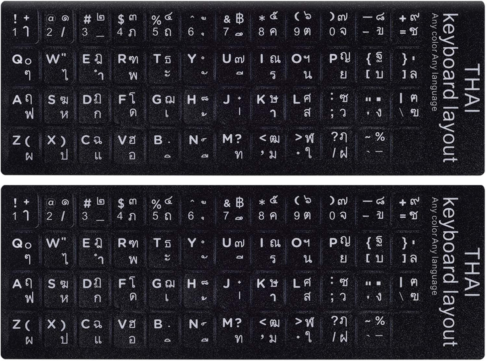 Thai-English Keyboard Stickers 2 Pack Matte Vinyl Replacement Labels for Laptop
