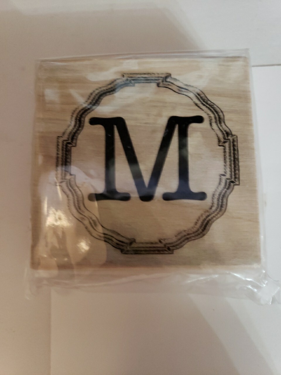 Michael's Wood Mounted Rubber Stamp - Framed Monogram "M" New IOP
