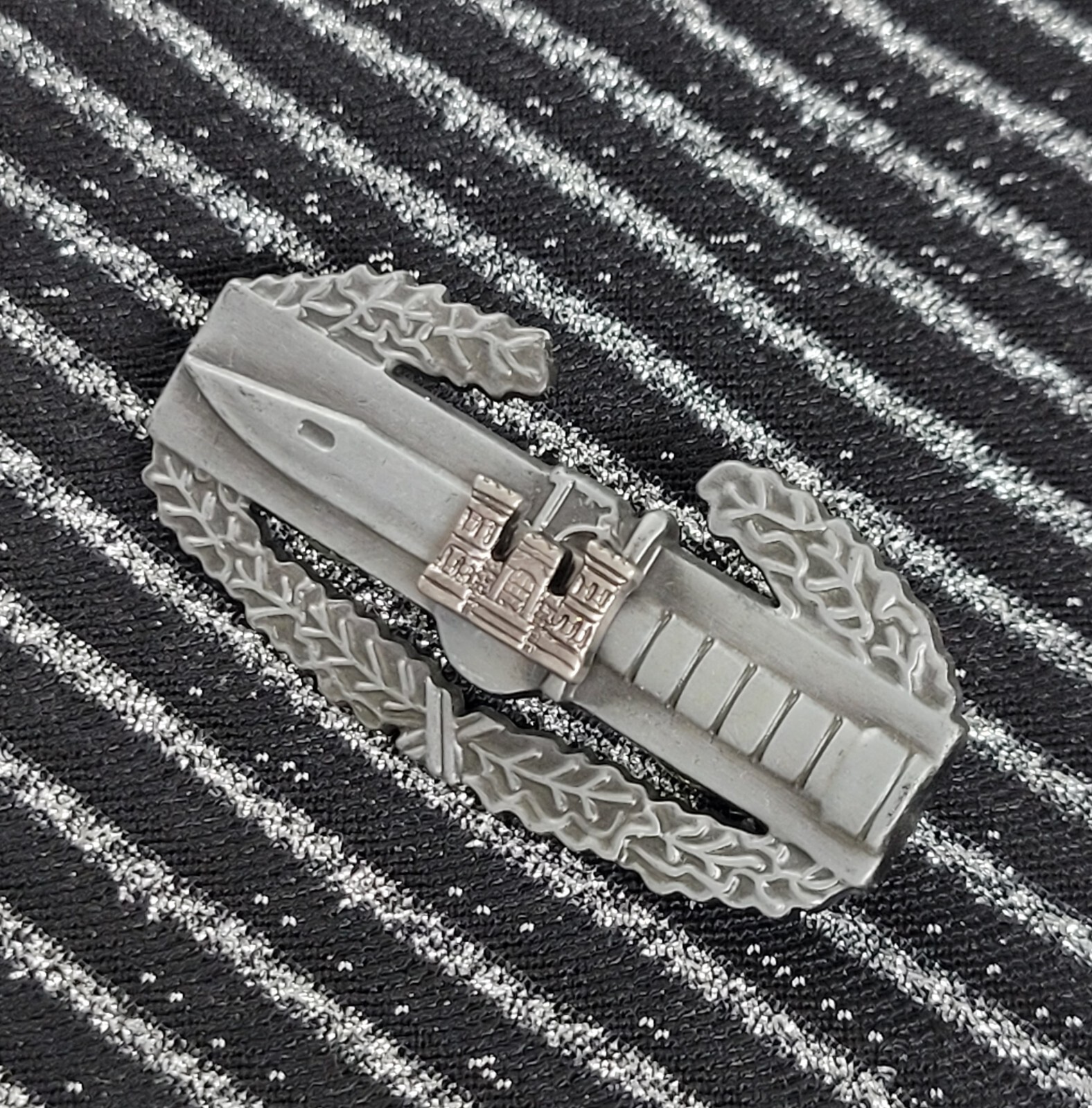 USMC Castle Engineer Combat Action Badge US Army CAB Military Oxidized Pin