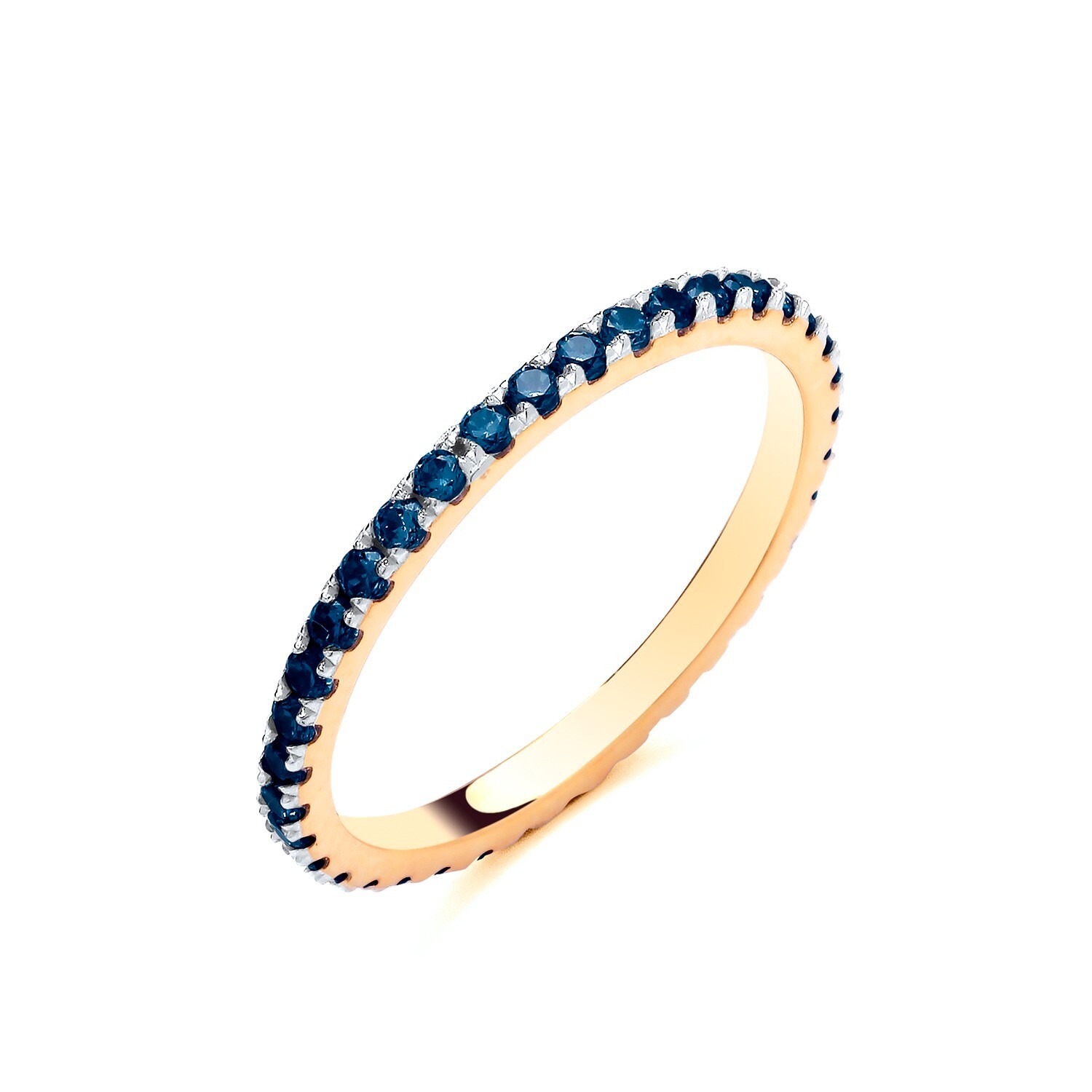 9ct Gold on Silver simulated Sapphire Full Eternity Stacker Band Ring Size K-S