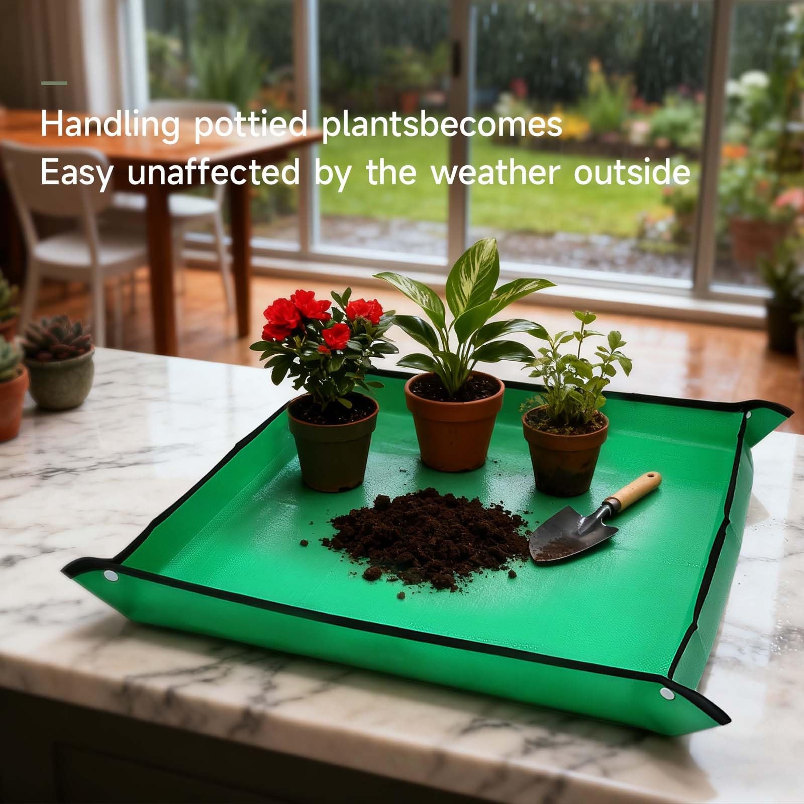 duuixcm 26" x Repotting Mat for Indoor Plants - x 26", Green