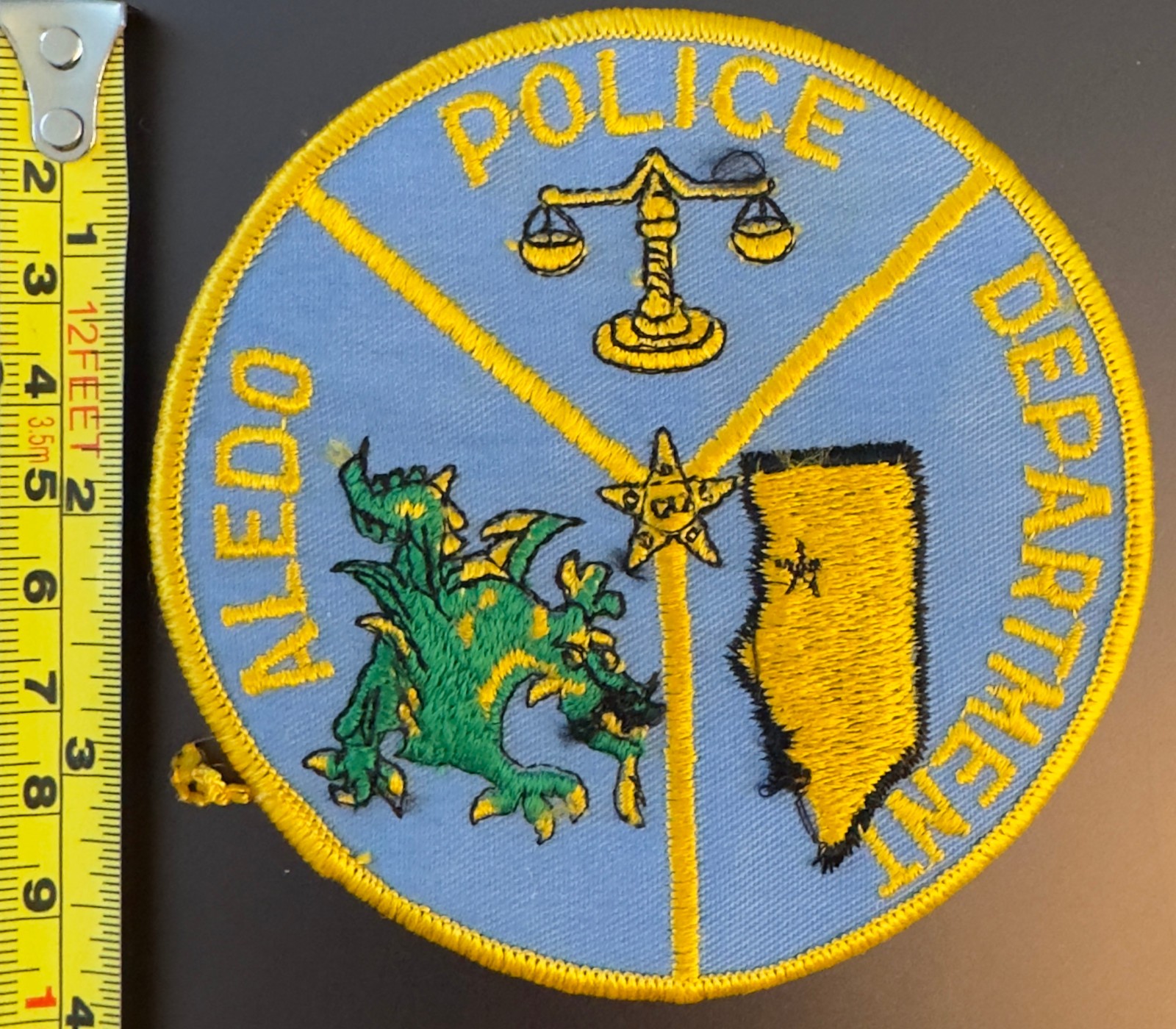 Vintage Aledo Illinois IL Police Shoulder Patch Unsewn