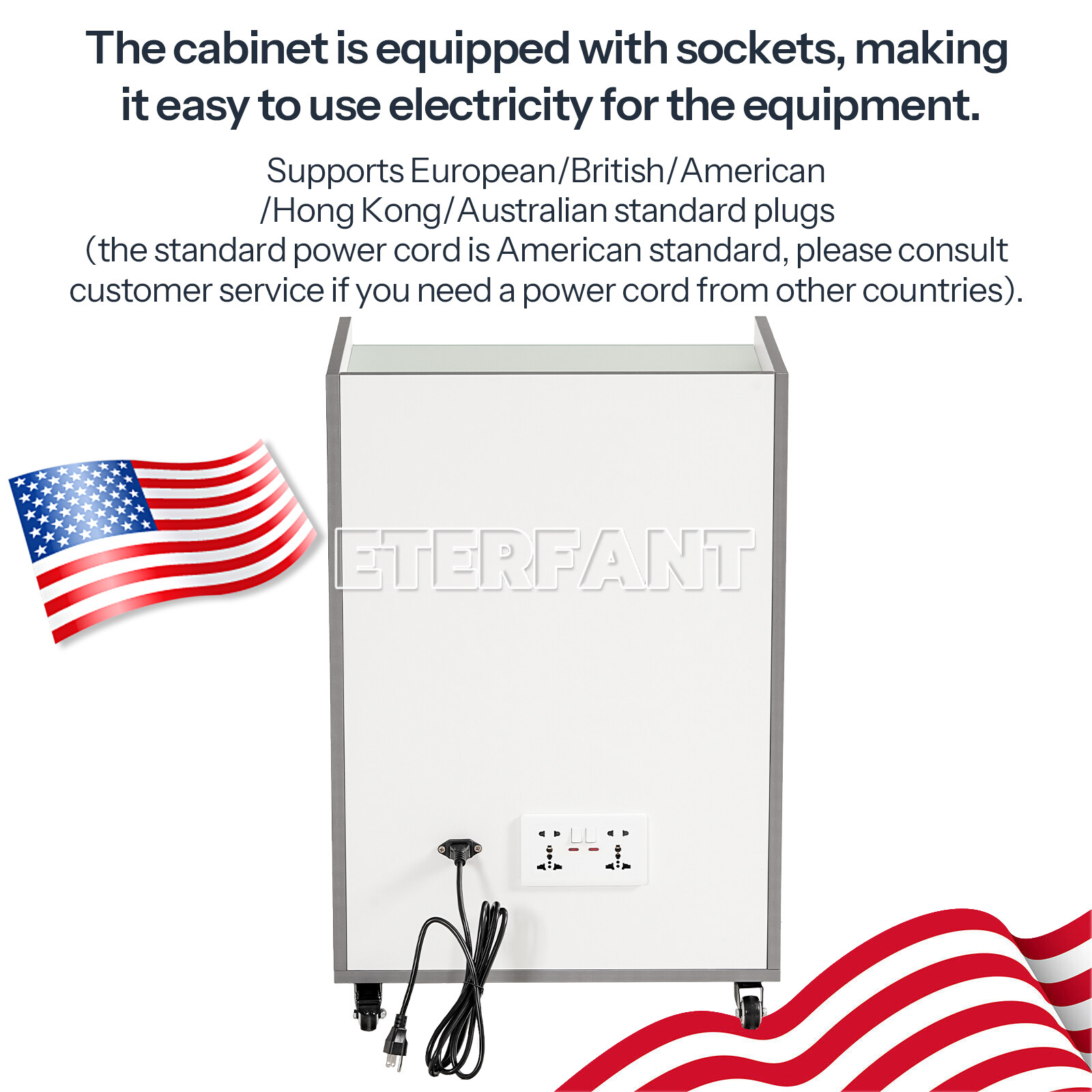 Dental 5 Drawers Cart Acrylic Mobile Wooden Cabinet/Trolley Cart with Socket