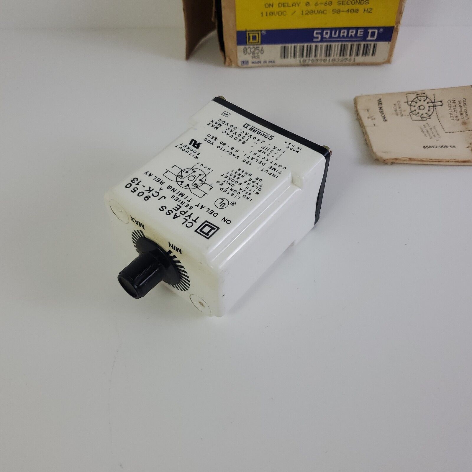 Square D 9050 JCK-13 Solid State Timing Relay 120 Volt 0.6-60 Sec On Delay