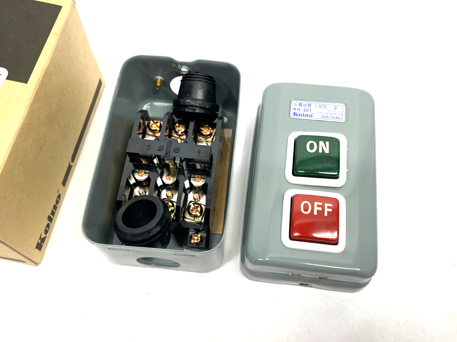 Koino KH-201 Pushbutton Switch Assembly On/Off 250VAC 15A, 380VAC 10A