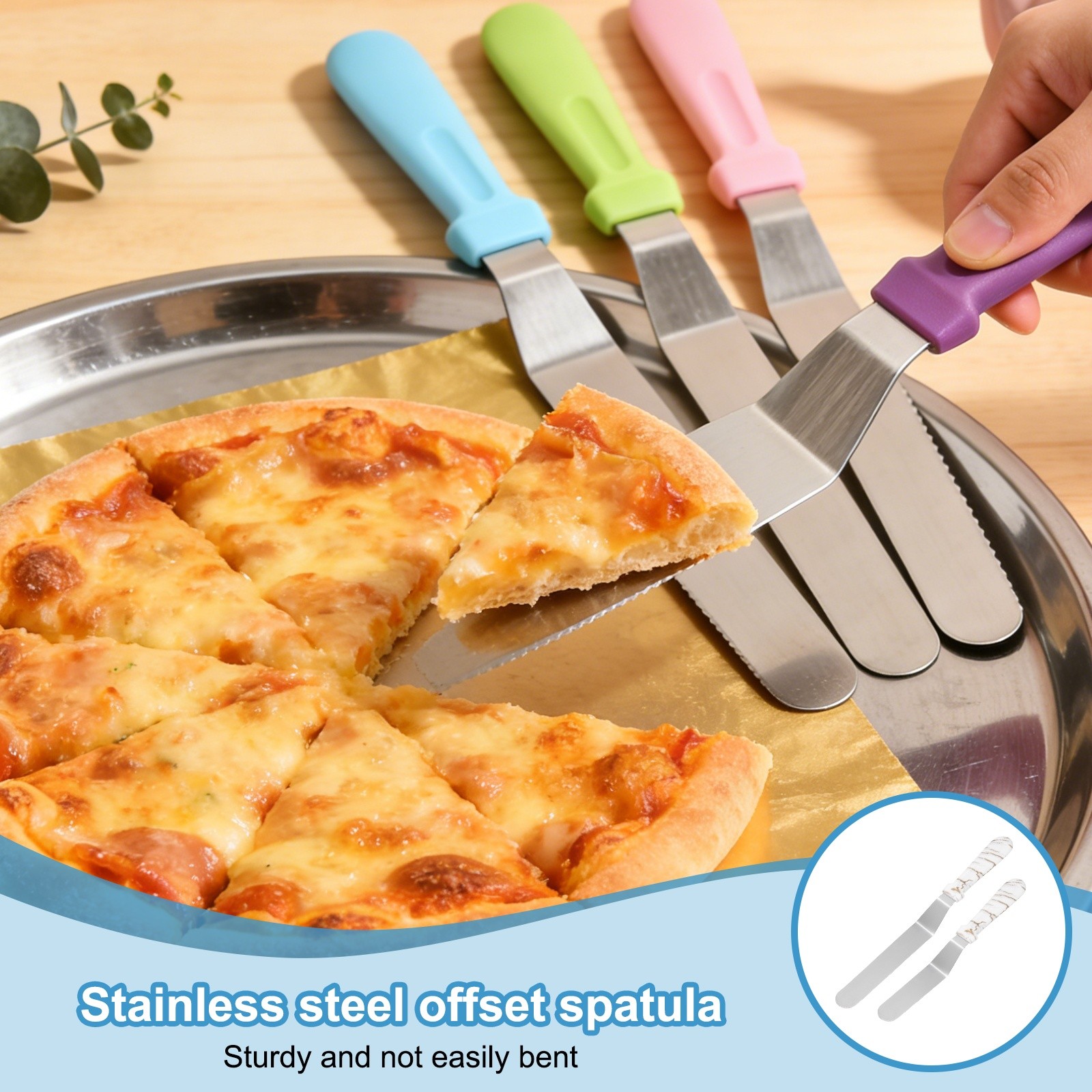 6, 8, 10" Cake Offset Spatula Set of 3 White (Curved Handle)