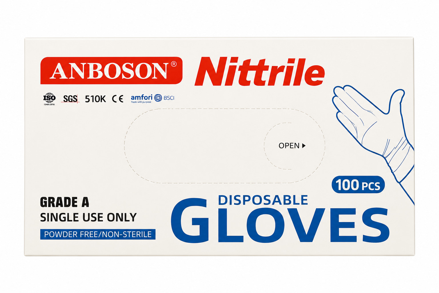 ANBOSON Disposable Nitrile Gloves Powder-Free Latex-Free GRADE A