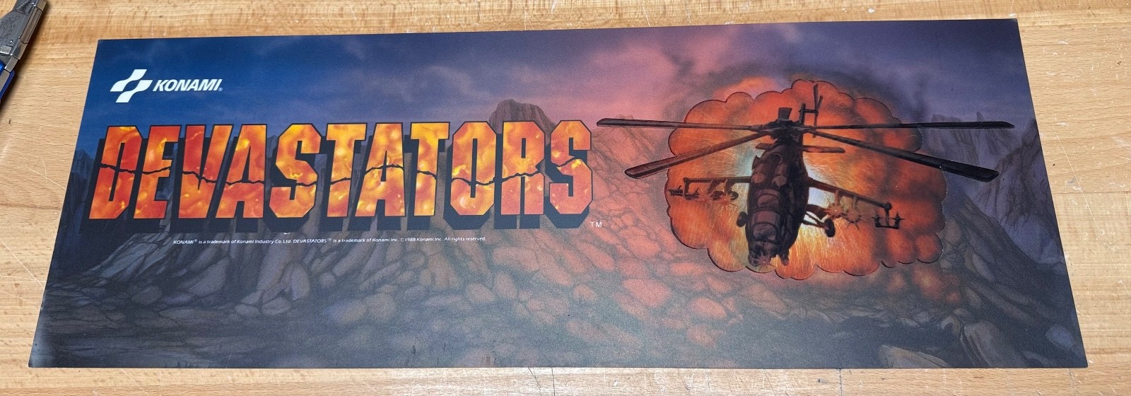 NOS Konami DEVASTATORS Marquee Translite for DEDICATED cabinet