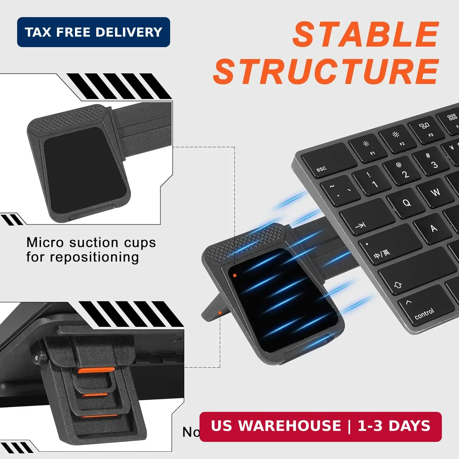MEKASS Computer Keyboard Stand for Desktop, Adjustable Keyboard Riser, Extendabl